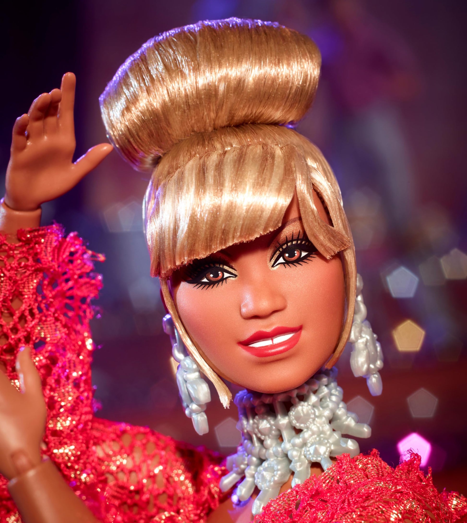 Barbie Inspiring Women Doll, Celia Cruz Queen of Salsa in Red Lace Dress with Golden Microphone, Collectible with Doll Stand & Certificate of