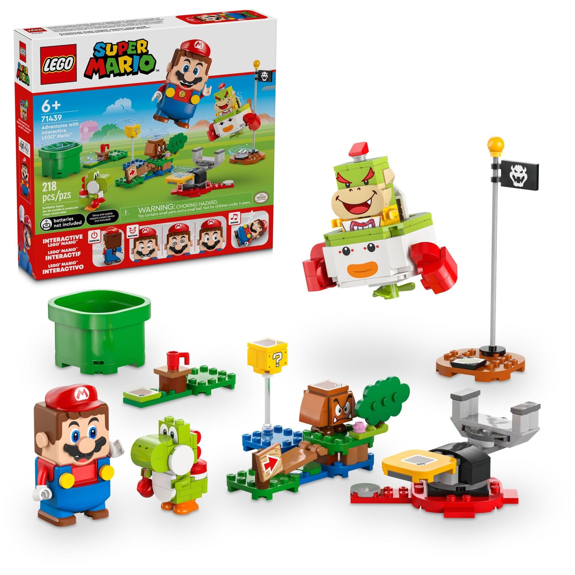 LEGO Super Mario Adventures with Interactive Mario, Bowser Jr.’s Clown Car Playset Vehicle, Yoshi Toy & Playset, Nintendo Toy Gift for Boys, Girls