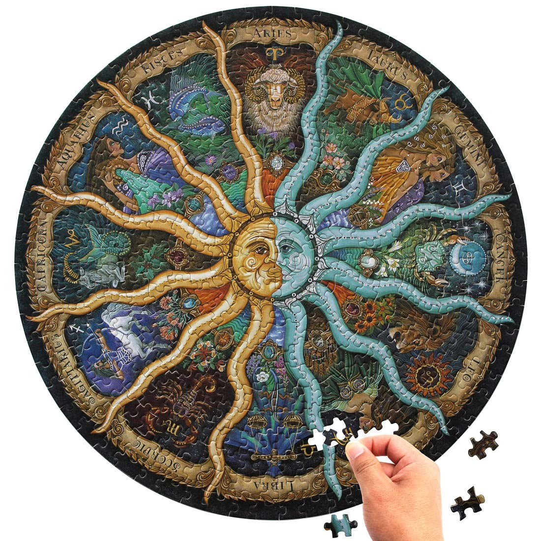 Zodiac Puzzle for Adults 500 Piece Round Constellation Astrology Puzzles