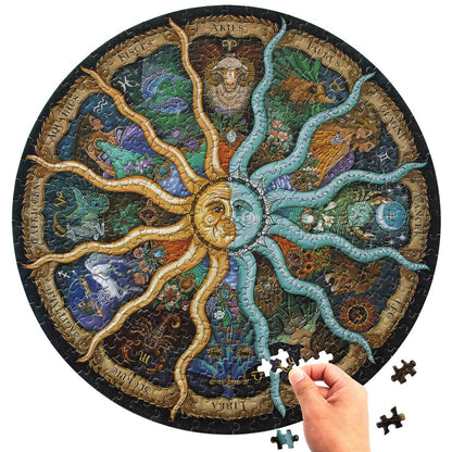 Zodiac Puzzle for Adults 500 Piece Round Constellation Astrology Puzzles