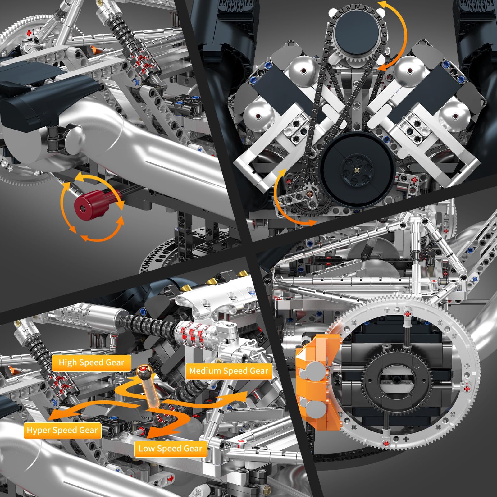 Mould King V8 Engine Building Blocks Sets, V8 Engine Model kit, Build Your Own STEM Model Engine, 8-Cylinder Car Engine Building Engineering Toys