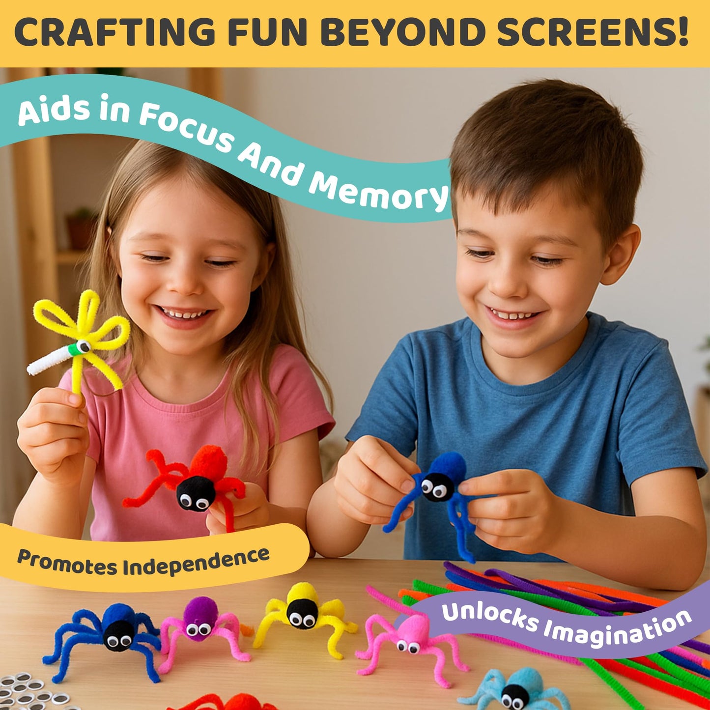 Yameer Arts and Crafts Supplies for Kids 1500+ Pcs - All in One DIY Art Craft Supplies for Kids and Toddlers - Kid Crafting School Supply Kit