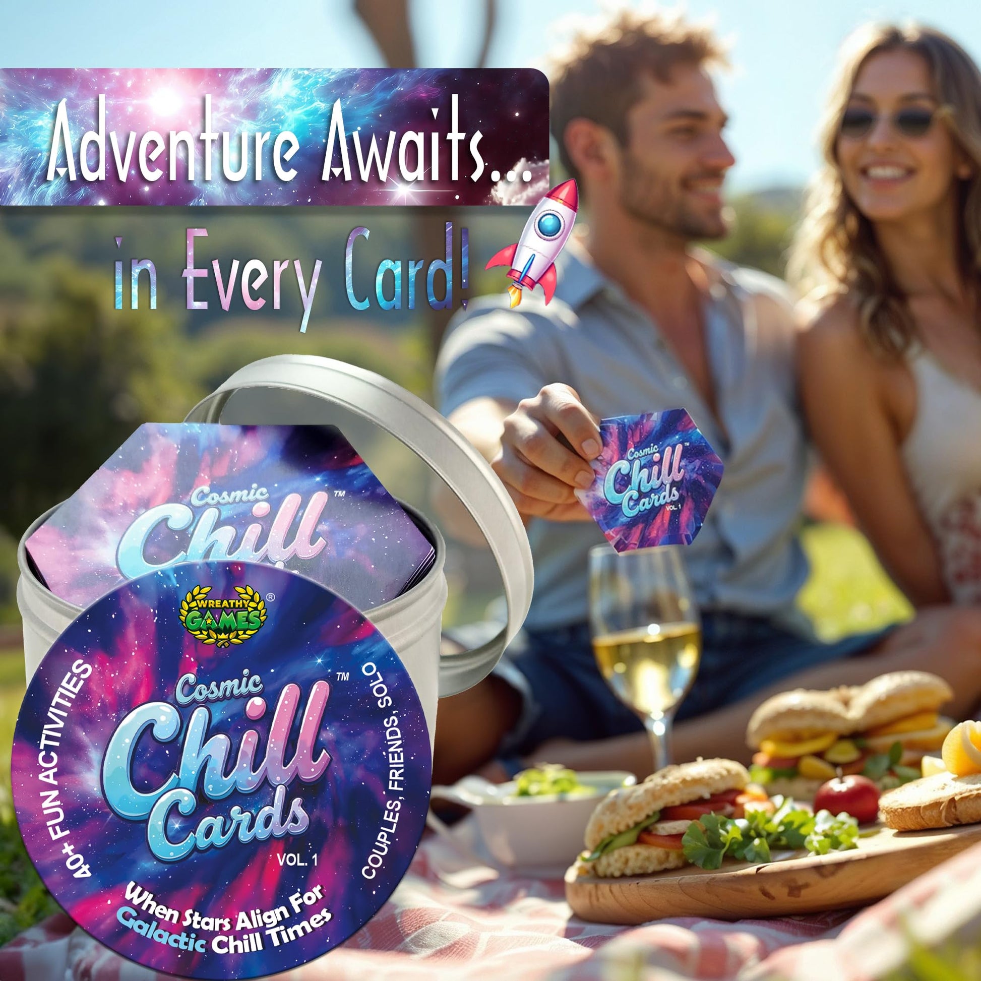 Cosmic Chill Cards - Couples, Friends or Solo - Date Night Ideas - Fun & Exciting 40+ Cards Special for Couple: Birthday Gifts for Boyfriend