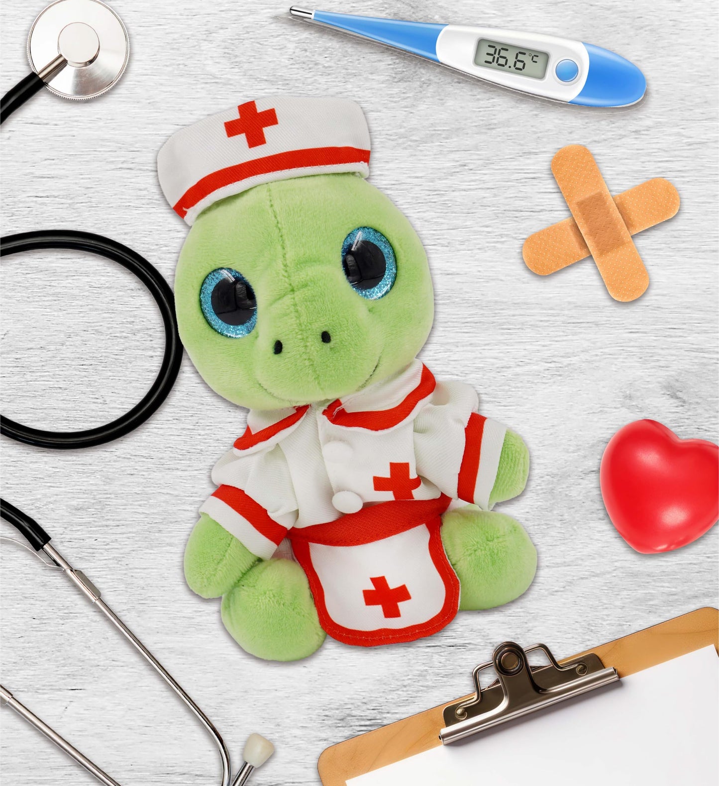 DolliBu Nurse Stuffed Animal Dress Up Set - Red Hospital Outfit with Cap and Nurse Dress Costume - Pretend Play Accessories for Teddy Bears - Small