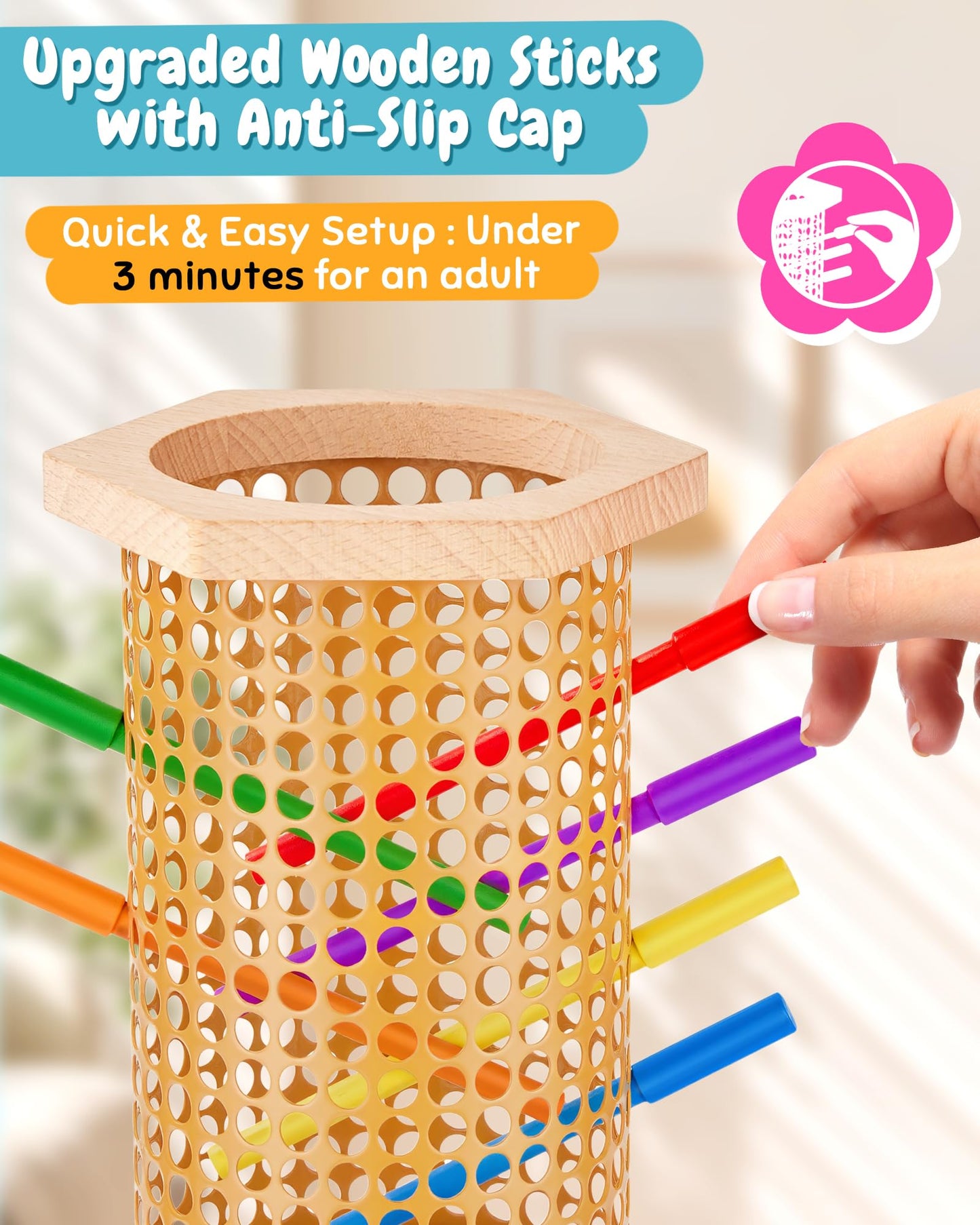Piunemky Wooden Stick Tower Game, Montessori Toy Ages 3-8