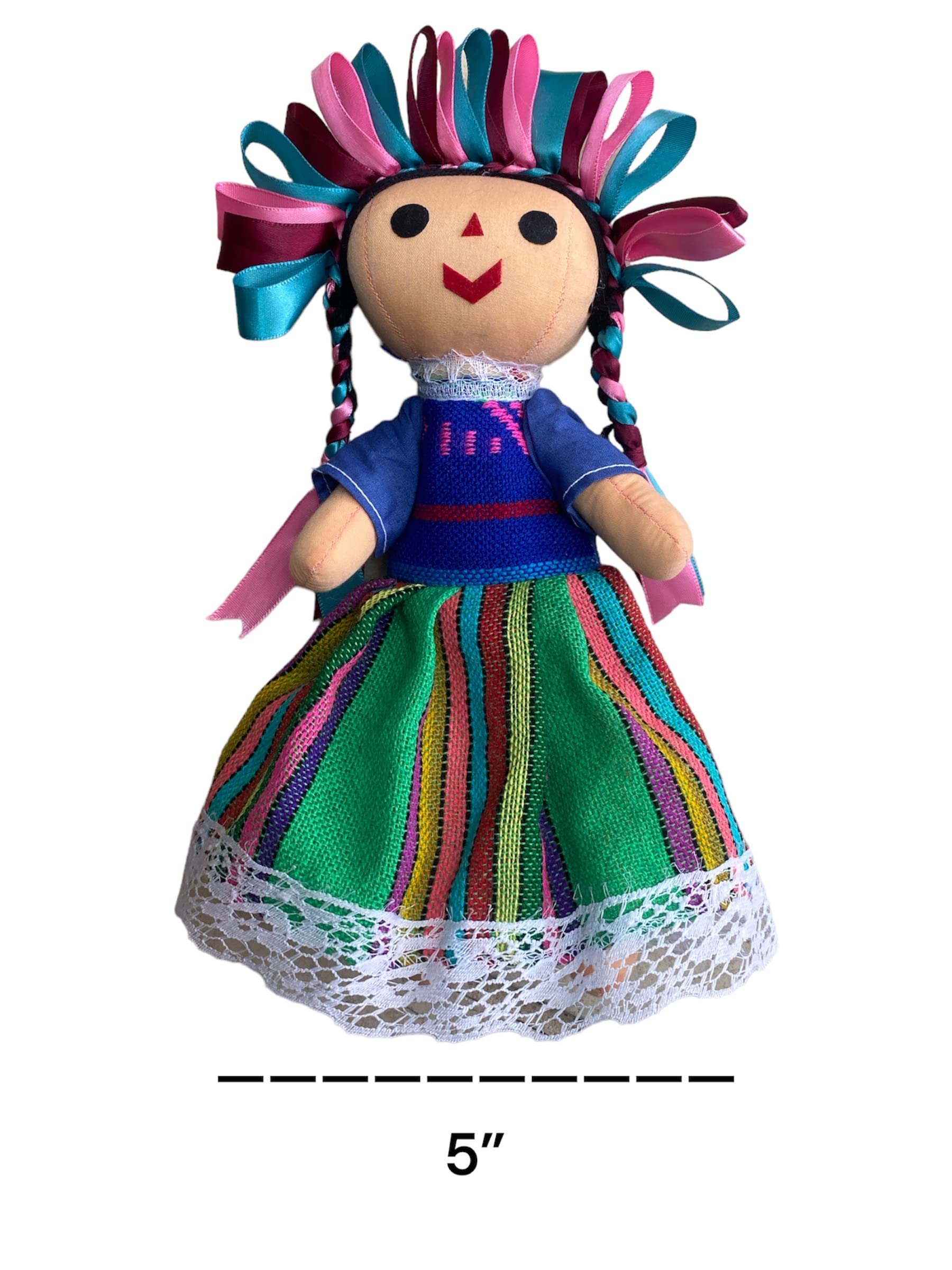 MUNECA LELE Mexican Rag Doll Set - 10 Handmade Dolls, Maria Doll Included, Medium Size