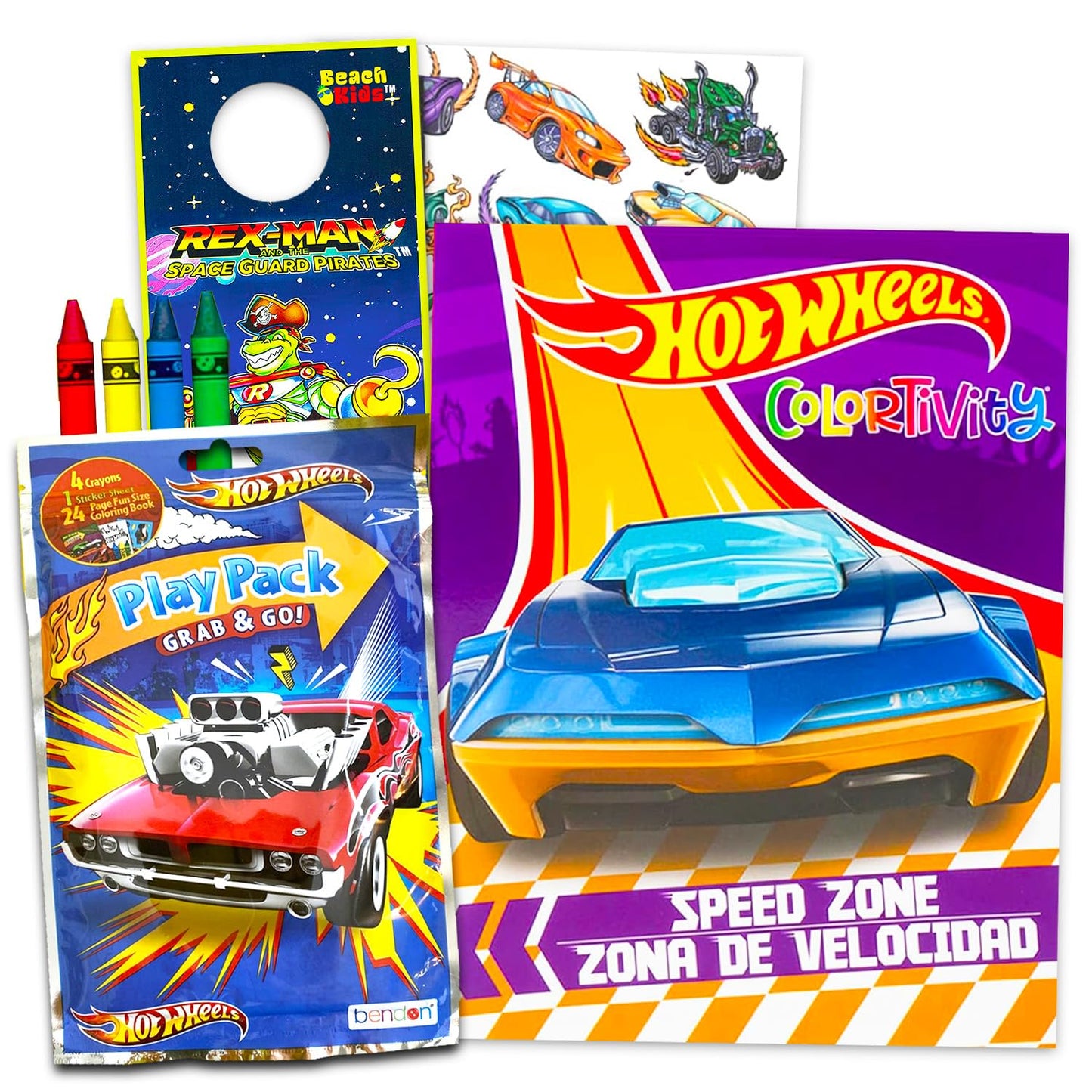 Hot Wheels Coloring Books Bulk for Kids - Hot Wheels Coloring Art Set Bundle Includes 2 Coloring Books with Activities, Tattoos, and Games Featuring