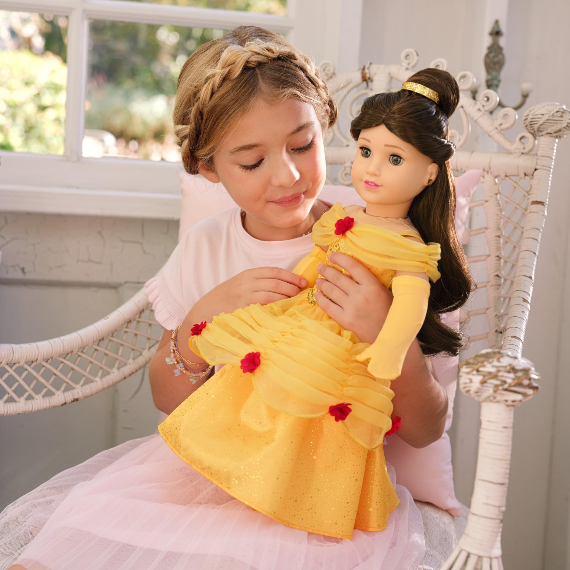 American Girl, Disney, Princess Belle, 18-inch Doll, Long Wavy Brown Hair, Brown Eyes, Includes Accessories, Ages 6+