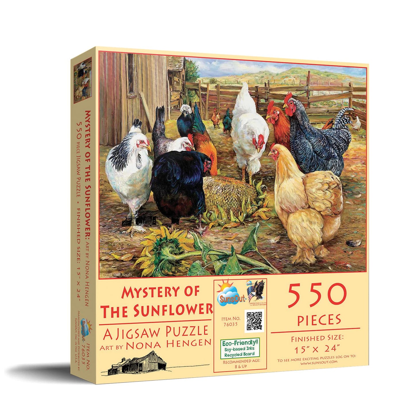 SUNSOUT INC - Mystery of the Sunflower - 550 pc Jigsaw Puzzle by Artist: Nona Hengen - Finished Size 15" x 24" - MPN# 76035