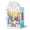 Hands Craft Cinnamoroll Cloud Bakery Book Nook Kit with Cinnamoroll Figurine - Kawaii 3D Puzzle with Touch Activated LED Lights - DIY Wooden Craft Kit