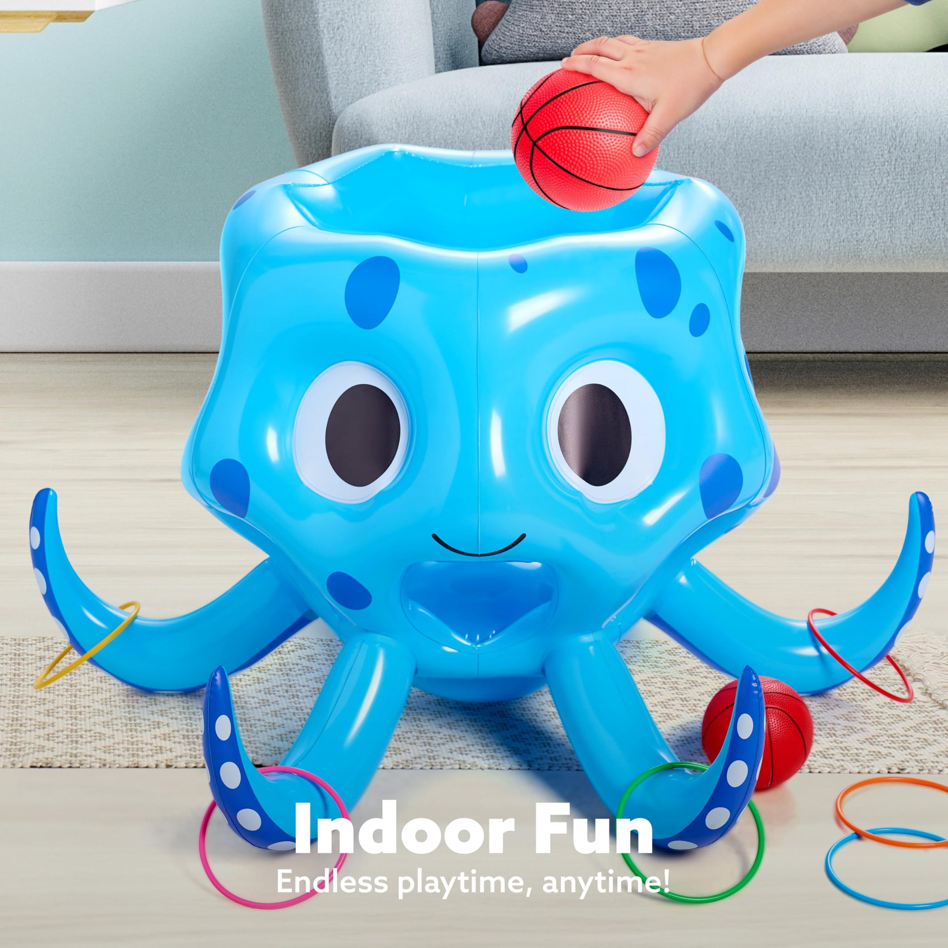 Sloosh Pool Toys, 2-in-1 Inflatable Float Water Game, Octopus Basketball Hoop Ring Toss Outdoor Swim Play, Toss Game Floating Swimming Pool Games