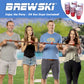 GoPong Brewski - Rustic Stained Design - 4 Person Beer Drinking Shot Ski with 50 Plastic 6 oz Cups