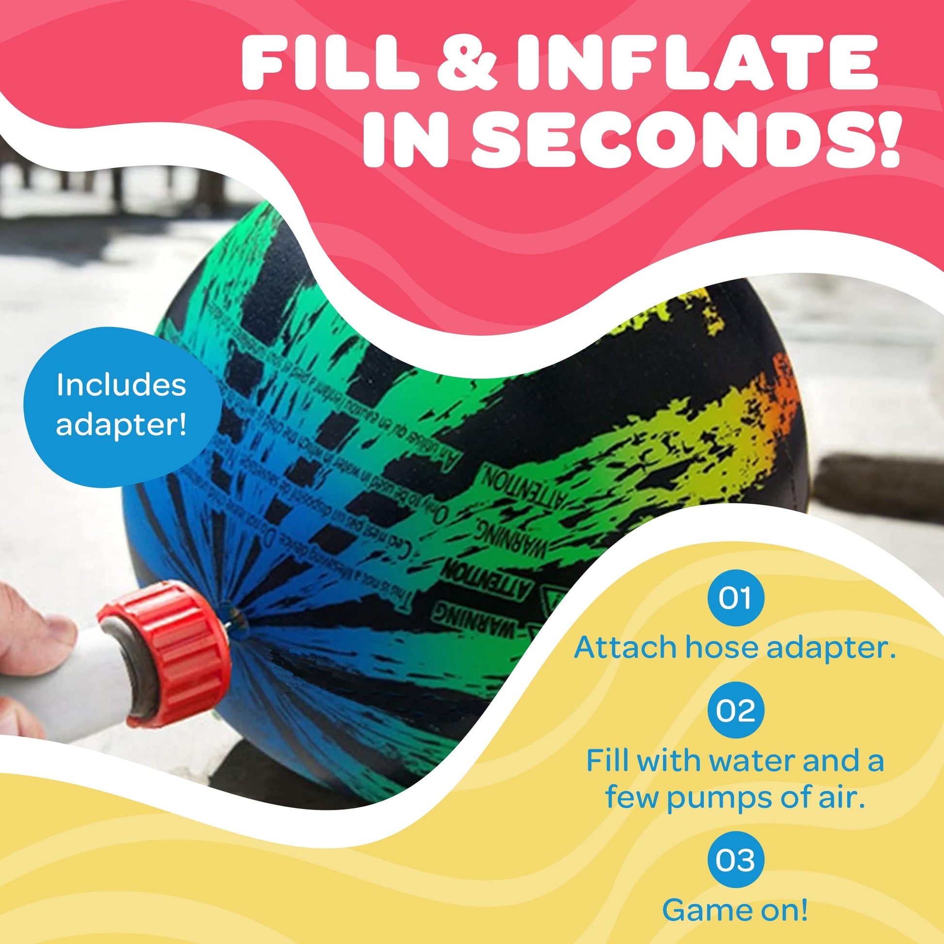 Watermelon Ball JR Durable Fillable Pool Toy for Underwater Games - Football, Basketball & Rugby - Perfect for Water Parties - Fun for Adults & Kids