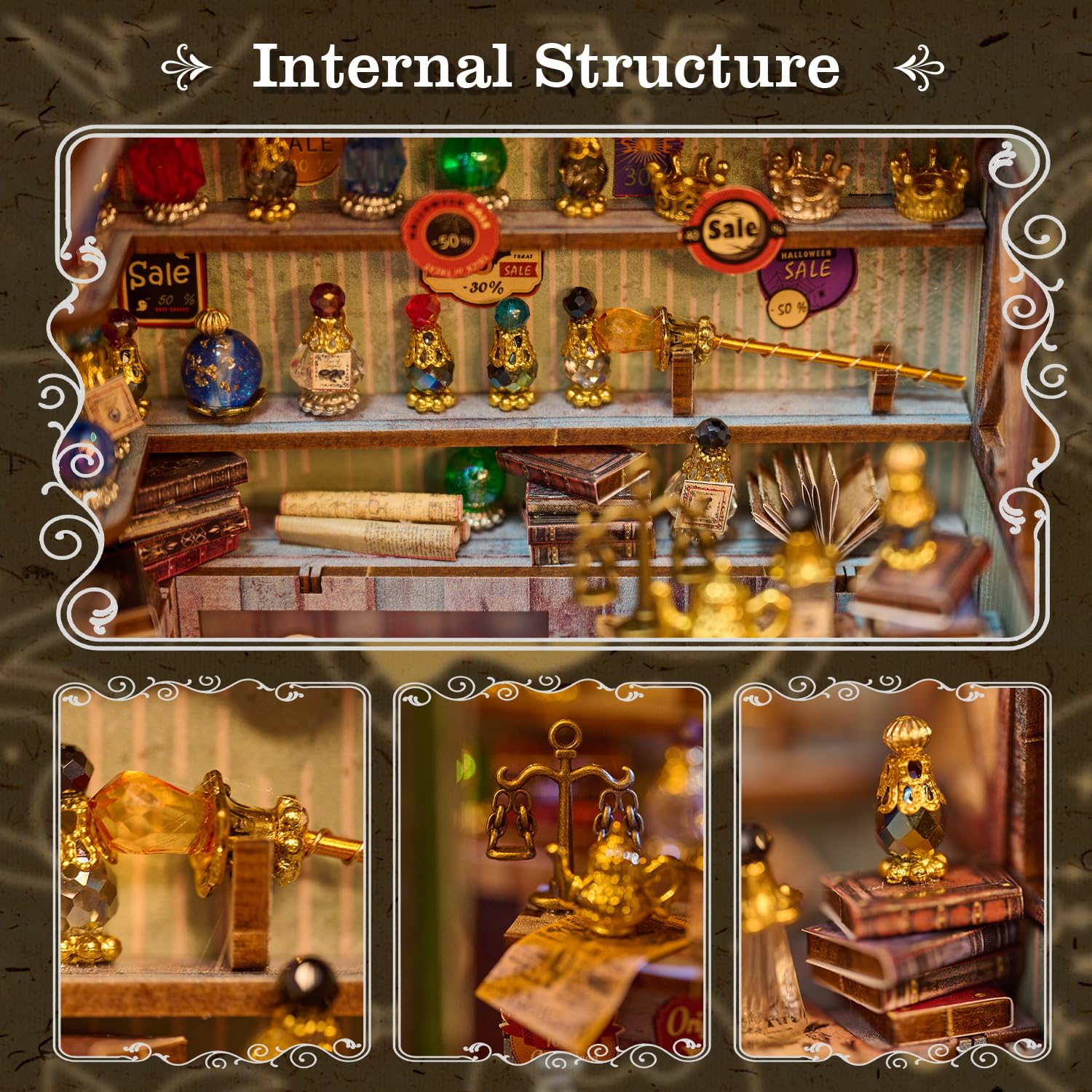 Book Nook Kit, Creative DIY Miniature House Dollhouse Kit Magic Shop