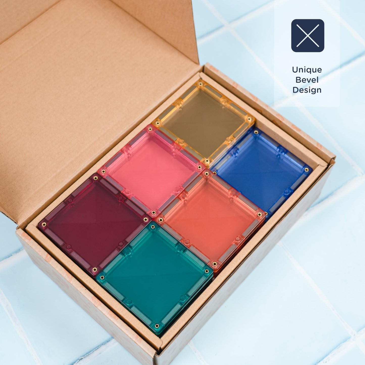 CONNETIX Magnetic Tiles Pastel Square Pack, 40 Pieces