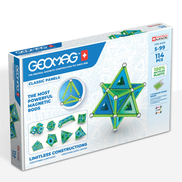 Geomag Classic Magnetic Toys for Kids Ages 5+, 114pc Educational STEM Magnets for Kids - Swiss-Made Magnetic Blocks, Tiles and Building Toys from 100%