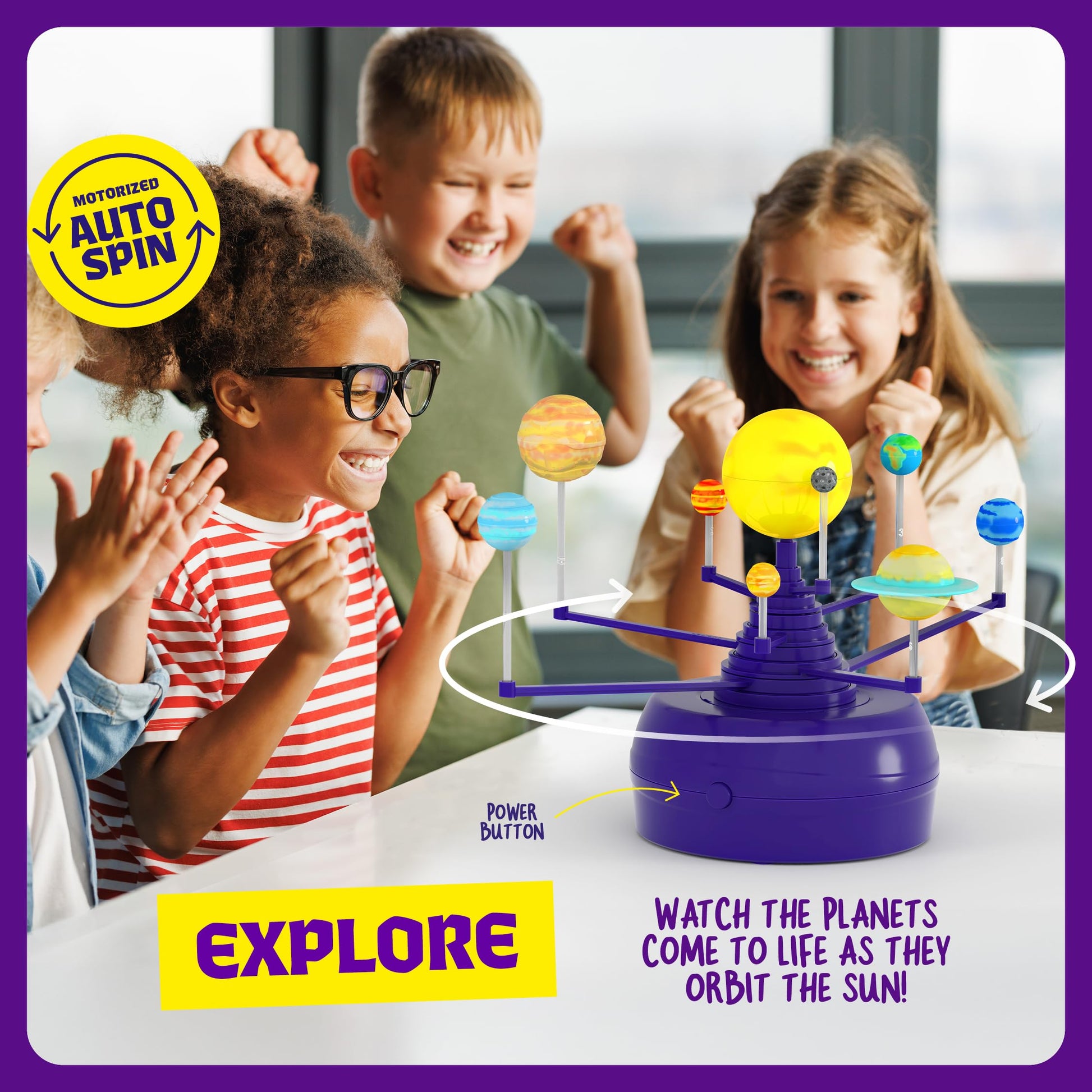 Dan&Darci 360° Orbiting Solar System for Kids - Paint & Build Model Kit - Arts and Crafts for Kid Ages 8-12, 4-6, 4-8, 6-8 - Space Toys 8-10 - Science
