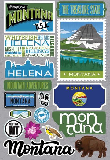 Reminisce Jet Setters 3.0 Montana Dimensional Scrapbook Sticker