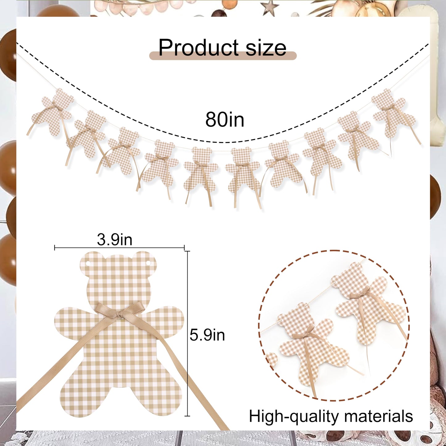 We Can Bearly Wait Garland - Neutral Boho Bear Baby Shower Decor, Teddy Bear Banner, Teddy Bear Birthday Decorations