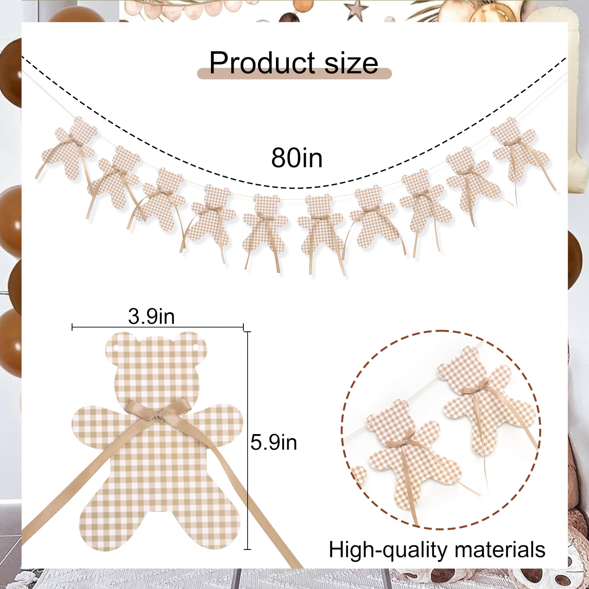 We Can Bearly Wait Garland - Neutral Boho Bear Baby Shower Decor, Teddy Bear Banner, Teddy Bear Birthday Decorations