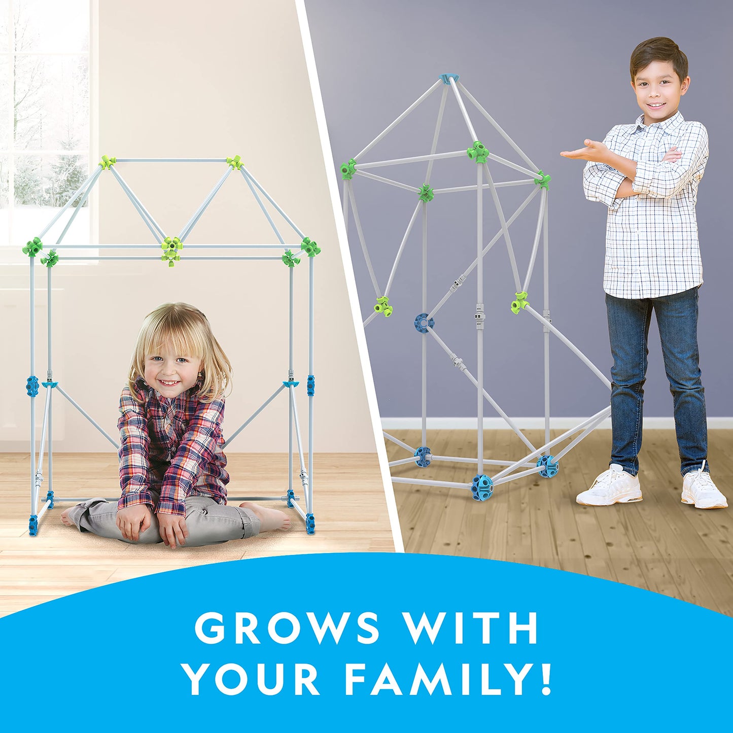 NATIONAL GEOGRAPHIC Kids Fort Building Kit - 70-Piece Indoor Fort Builder - Creative Play, STEM Building Toy, Building Kit for Kids 6-10, Blanket Fort