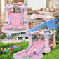 AKEYDIY Pastel Dream Bounce House for Kids 3-10, 161x82x63 inch Water Bounce House w/Slide,Ball Pit/Pool, Pink Bounce House UL Blower &50 Plastic