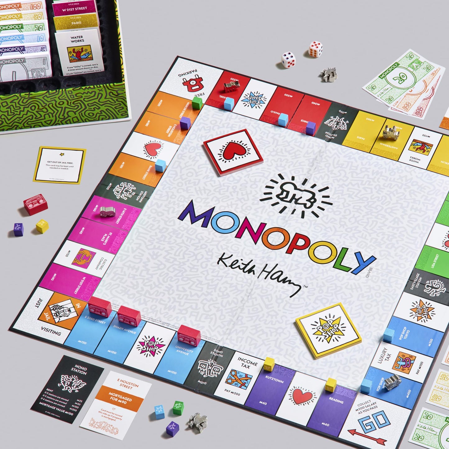 WS Game Company Keith Haring Monopoly - Pop Shop 40th Anniversary Edition - Premium Art-Wrapped Collector’s Board Game - Featuring Iconic Art, Custom