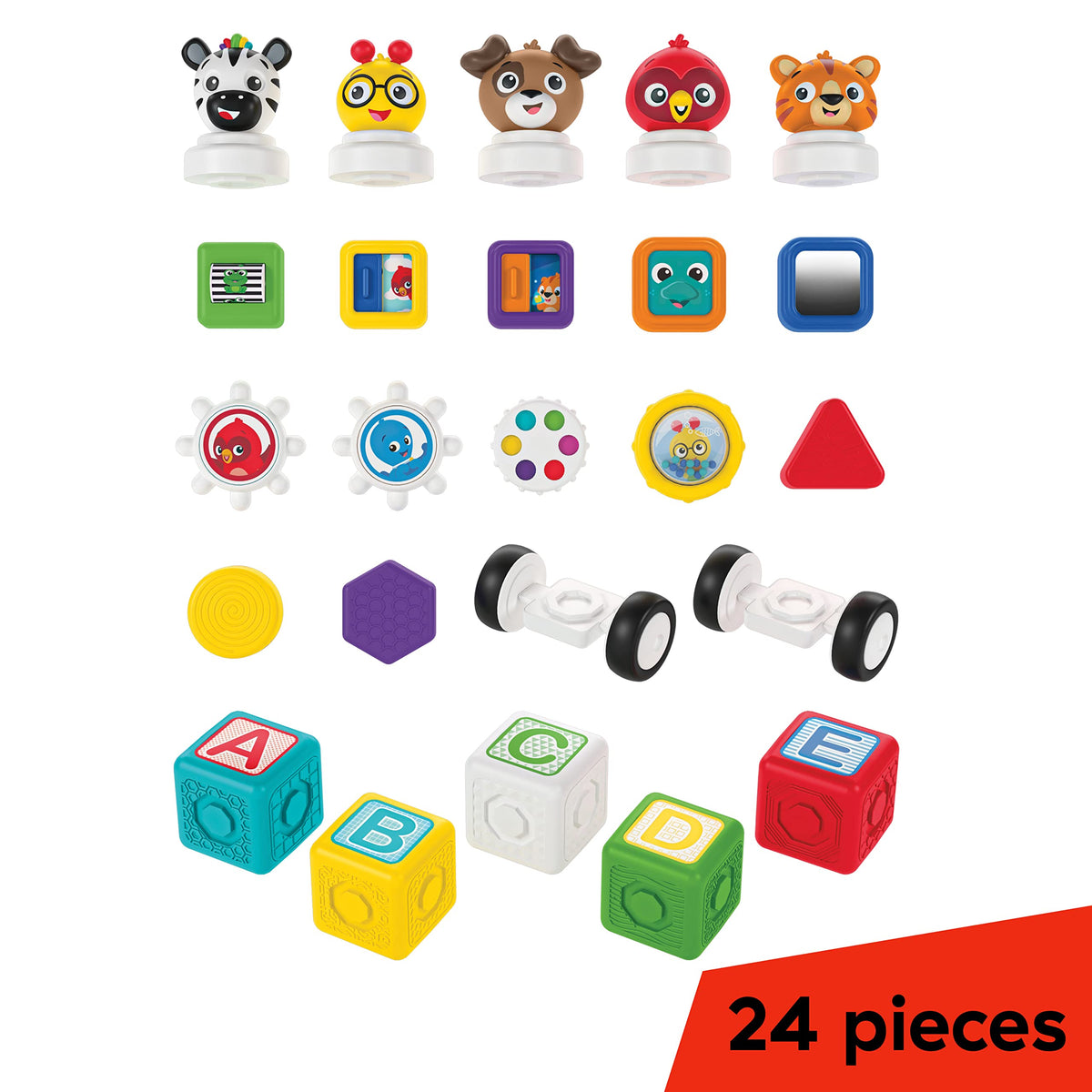 Baby Einstein Connectables 24 Piece STEAM Magnetic Blocks Learning Toys Letters Colors Animals for Baby 6 Months+ Toddler 1 2 3 4 5 Year Old