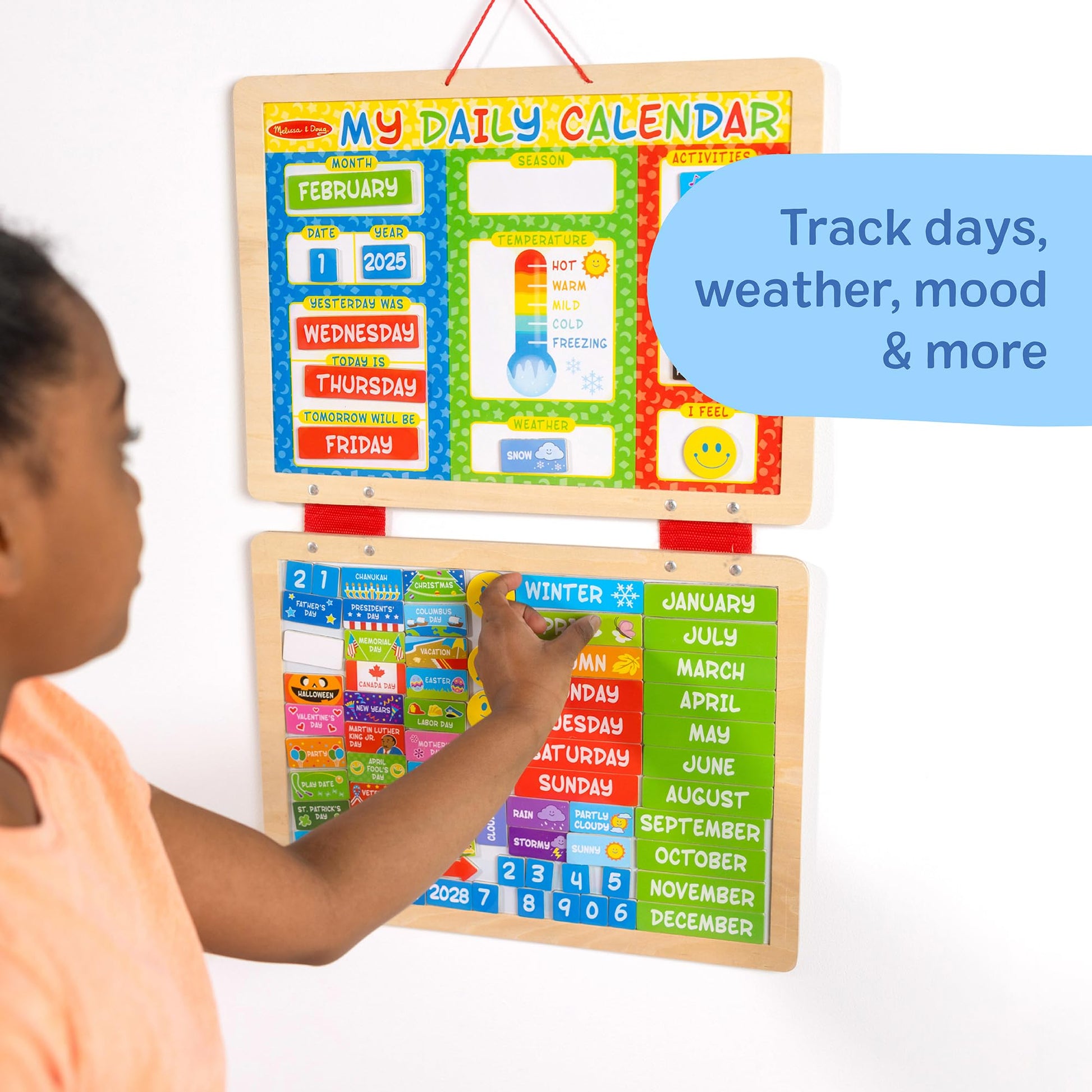 Melissa & Doug My First Daily Magnetic Calendar, Classroom Calendar for Kids Activities with Weather & Seasons, Preschool Toys for Girls & Boys Ages