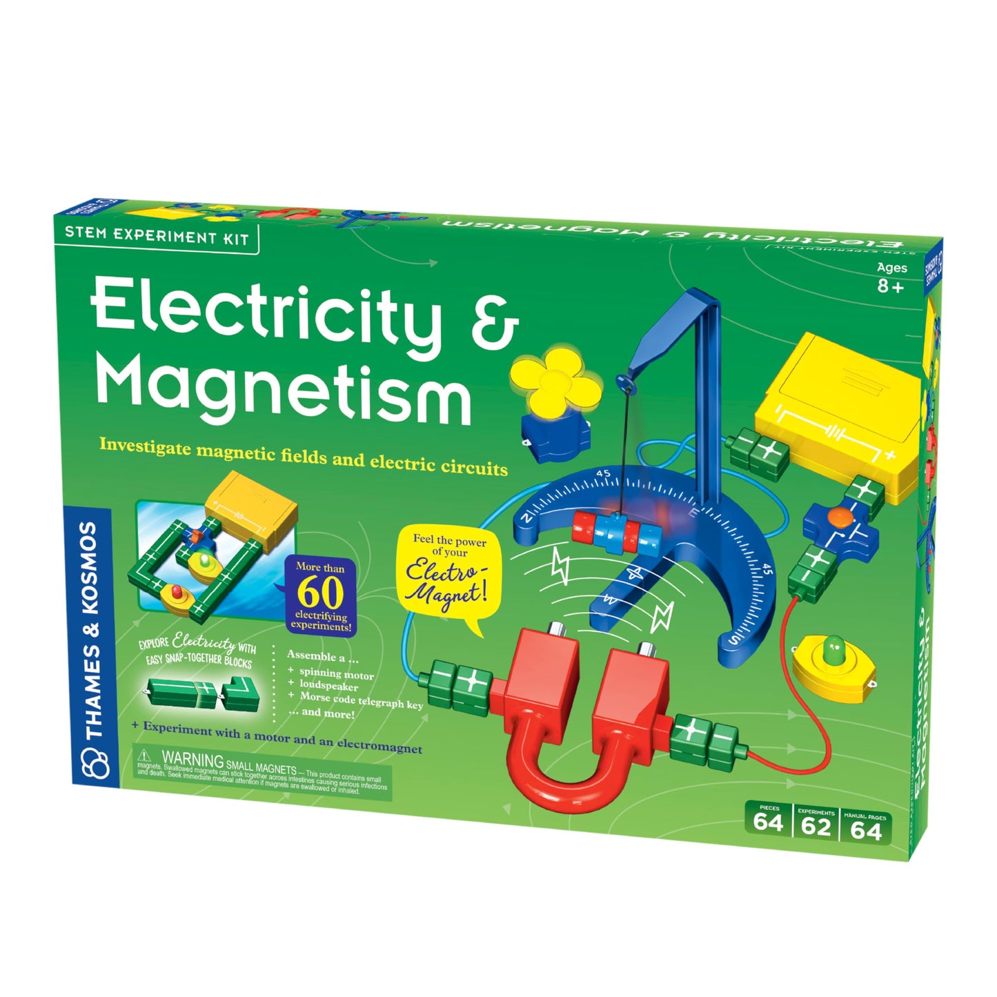 Thames & Kosmos Electricity & Magnetism Science Kit | 62 Safe Experiments Investigating Magnetic Fields & Forces for Ages 8+ | Assemble Electric