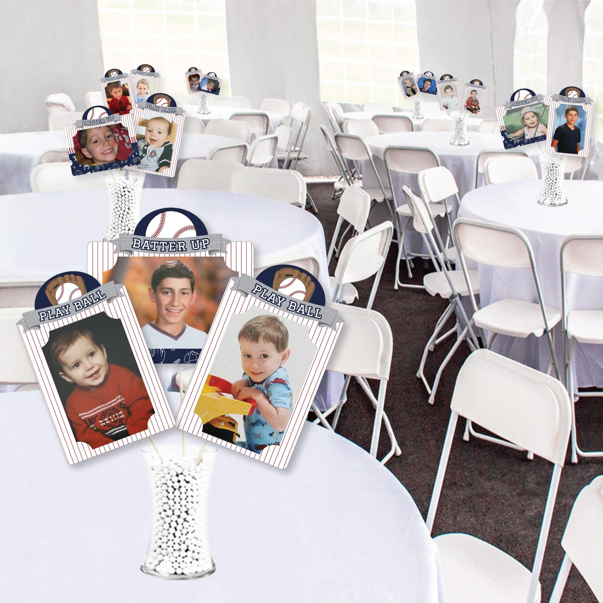 Big Dot of Happiness Batter Up - Baseball - Baby Shower or Birthday Party Picture Centerpiece Sticks - Photo Table Toppers - 15 Pieces
