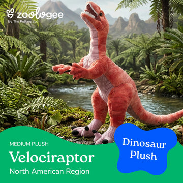 The Petting Zoo Velociraptor Stuffed Animal Plushie, Gift for Kids, Dinosaur Animals, Red Velociraptor Dinosaur Plush Toy, 19 inches