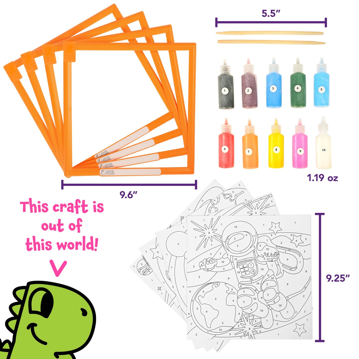 READY 2 LEARN Sand Art Painting | Space | 4 Outer Space Sand Art Pictures | 10 Colors | Sand Art Kits for Kids Ages 4-8