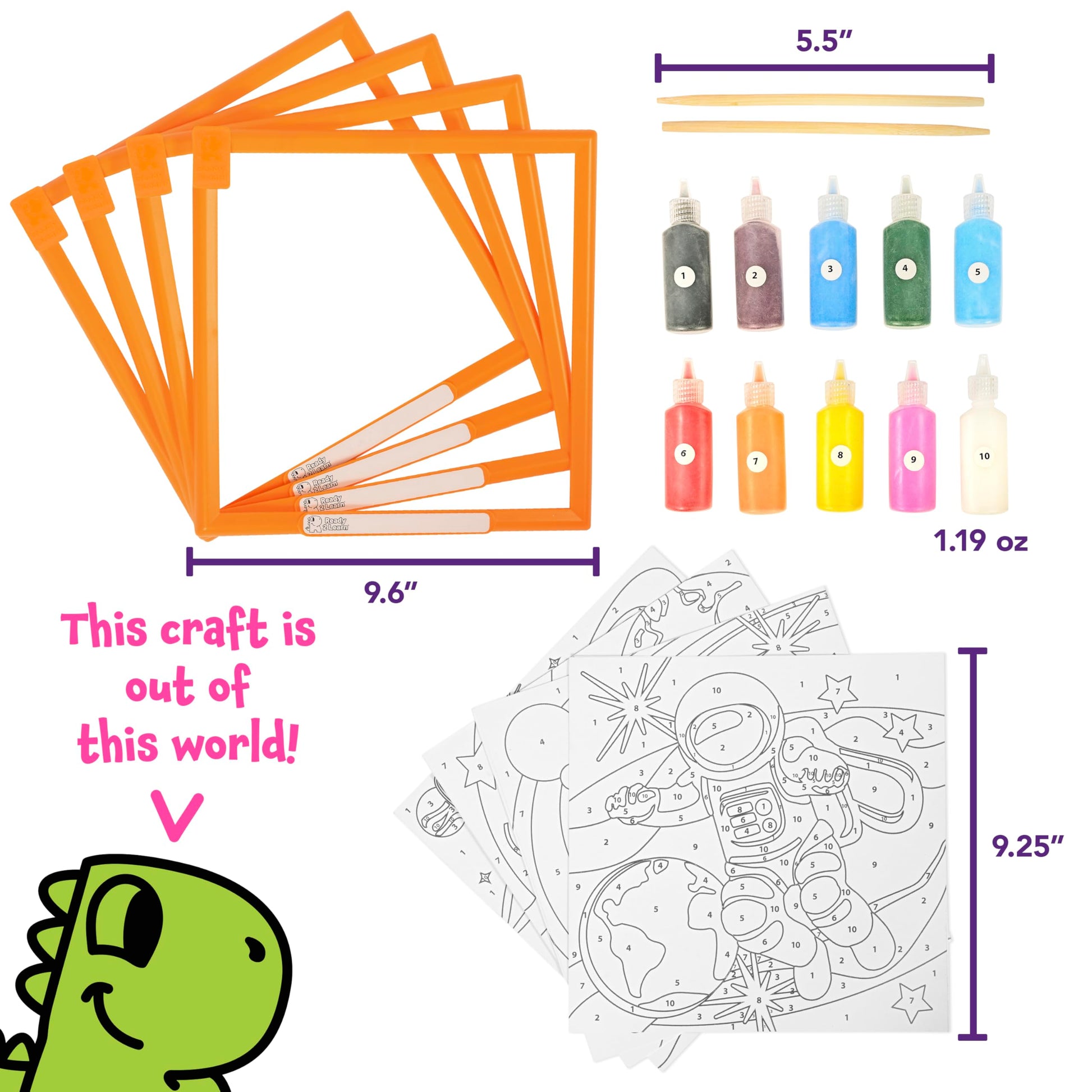 READY 2 LEARN Sand Art Painting | Space | 4 Outer Space Sand Art Pictures | 10 Colors | Sand Art Kits for Kids Ages 4-8