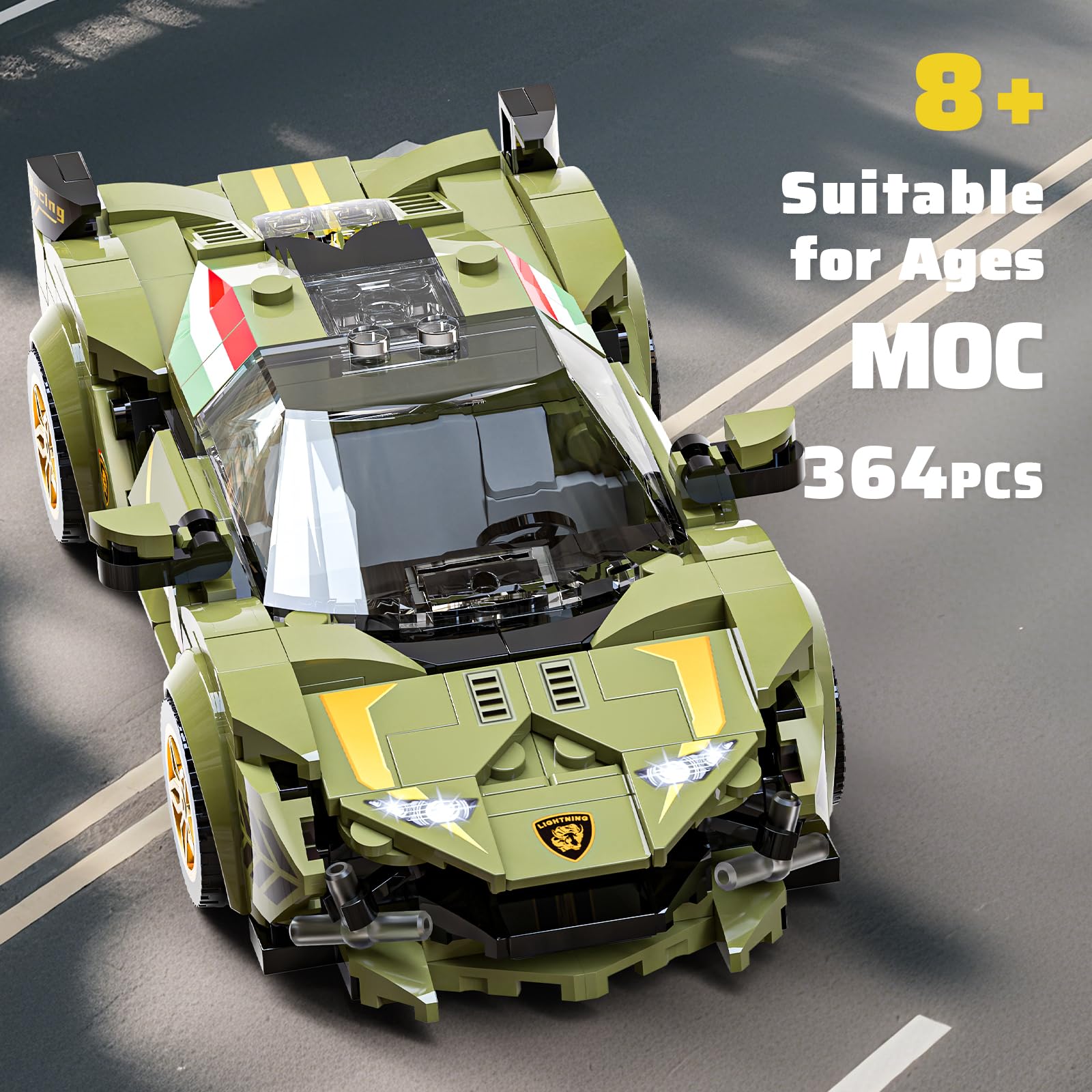 Mould King 27003 Speed Champion SIAN Racing Car Building Set & Display Case, MOC Creative Classic Cars for Boys Age 14+, Cool Vehicles Model Toys