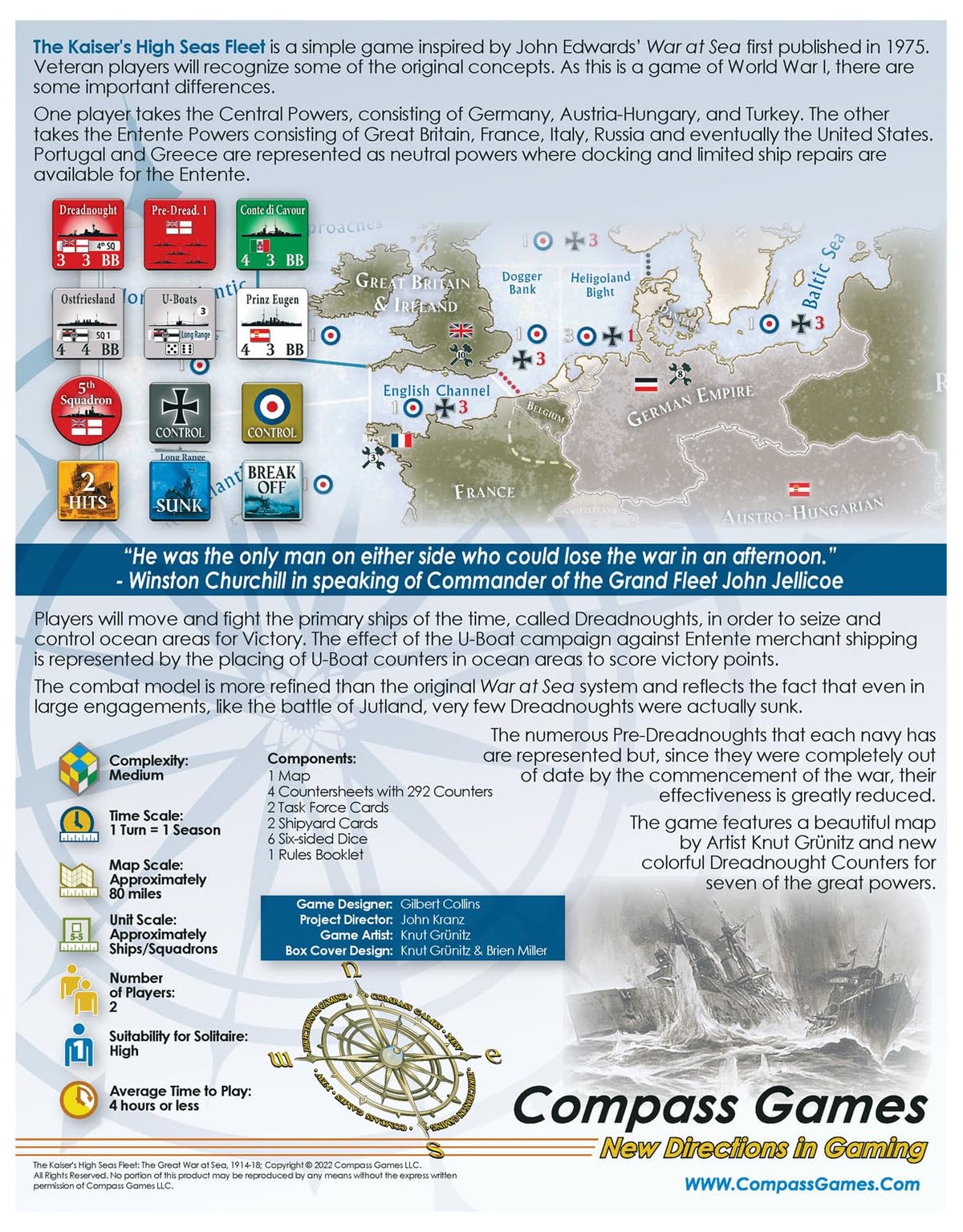 Compass Games The Kaiser's High Seas Fleet, WWI Naval Strategy Board Game, for Adults 18+
