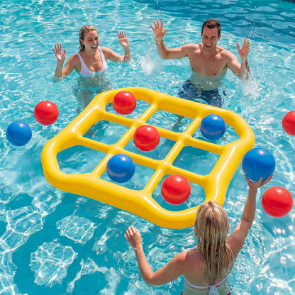 mcgskl Pool Toys Pool Games, Inflatable Tic-Tac-Toe Pool Toy with 10 Balls, 2-10 Players Floating Water Game for Adults Teens Kids, Summer Pool Party
