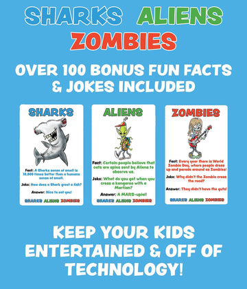 TheGag Sharks Aliens Zombies: Fun Card Game for Kids Played Like Rock Paper Scissors War for Family Game Night Gift Giving Stocking Stuffer
