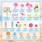 Summer Hawaiian Cake Topper with Beach Ball Sun Umbrella Goggles Beach Cake Decorations for Summer Holiday Theme Birthday Supplies (Surfboard)