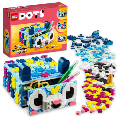 LEGO DOTS Creative Animal Drawer Building Toy 41805, Buildable Treasure Box, Jewelry Box, Desk Caddy, Storage Box, Arts and Crafts DIY Toy Mosaic