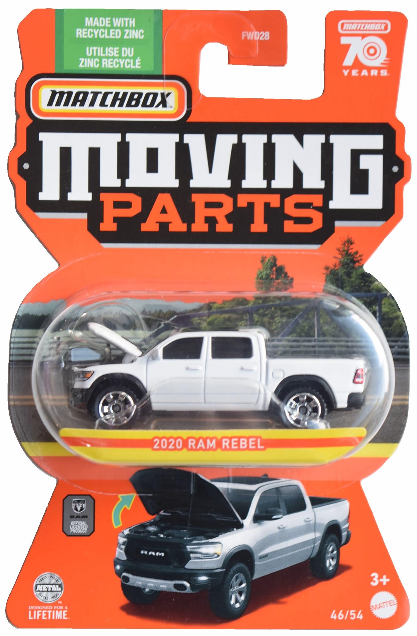 Matchbox 2020 Ram Rebel, Moving Parts 46/54 [White]