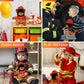 DolliBu Black Bear Firefighter Stuffed Animal with Name Personalization - Super Soft Bear with Red Fireman Costume Outfit and Fireman Hat, Cute Fire