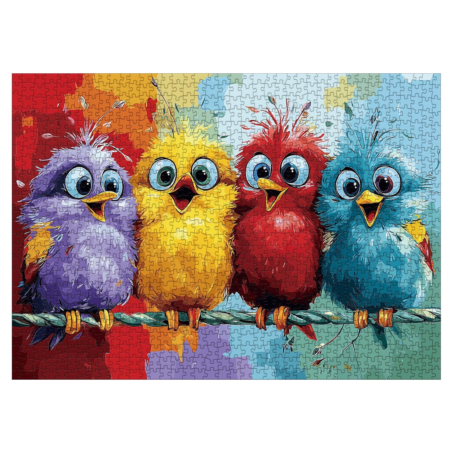 Larkipuzz Colorful Cute Bird Puzzles for Adults 1000 Pieces, Funny Pretty Chicken Jigsaw Puzzles, Art Challenging Animal Puzzle