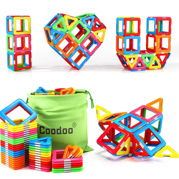 Coodoo Upgraded Magnetic Blocks Tough Tiles STEM Toys for 3+ Year Old Boys and Girls Learning by Playing Games for Toddlers Kids, Compatible
