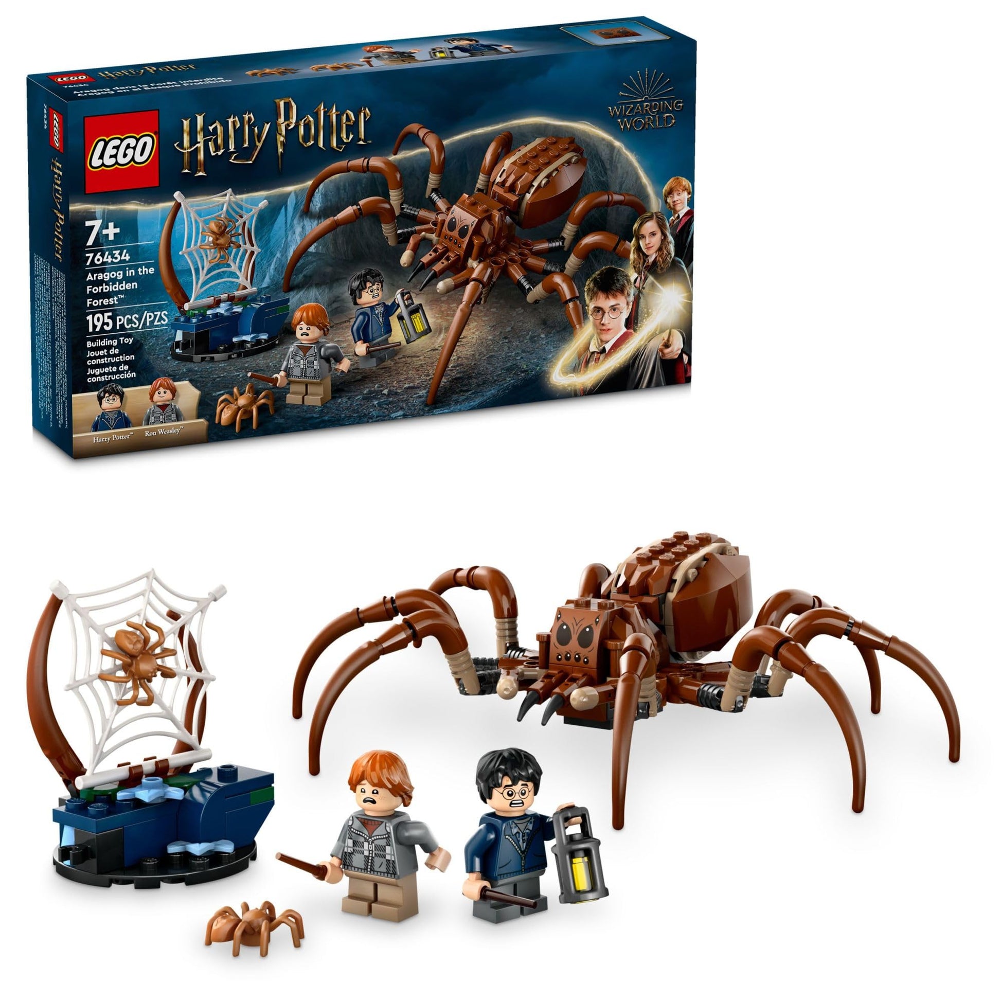 LEGO Harry Potter Aragog in The Forbidden Forest, Spider Toy Playset for Kids, Harry Potter Collectible with Magical Creature and 2 Minifigures, Harry