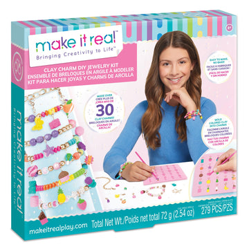 Make It Real:Clay Charm DIY Jewelry Kit - Make 30+ Clay No Bake Charms to Attach to Your Chain, Arts & Crafts, Girls & Kids Ages 8+