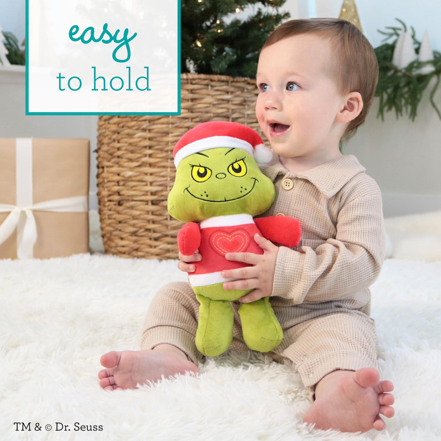 Infantino Plushy Pal The Grinch, Soft Baby Plush Toy, Stocking Stuffer