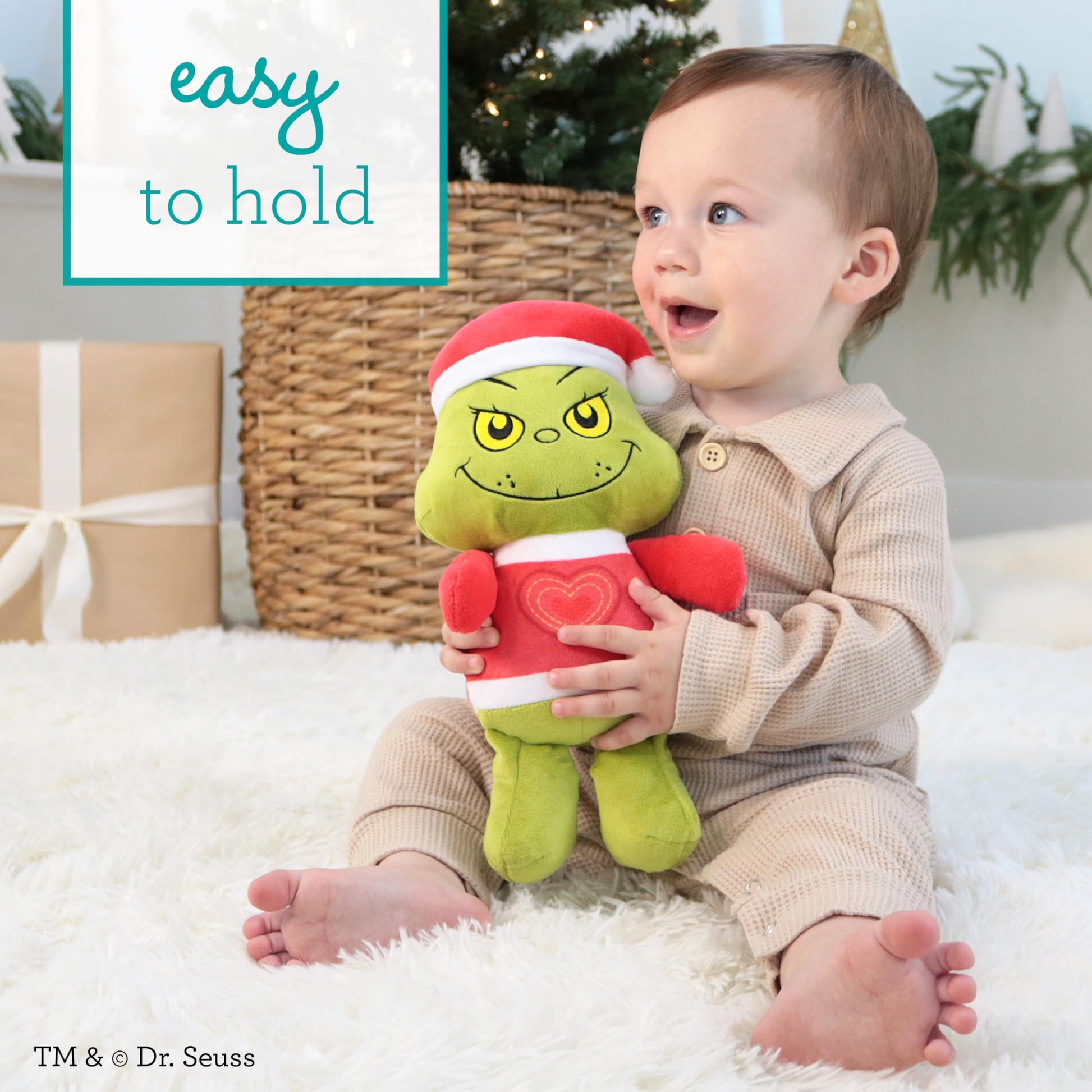 Infantino Plushy Pal The Grinch, Soft Baby Plush Toy, Stocking Stuffer