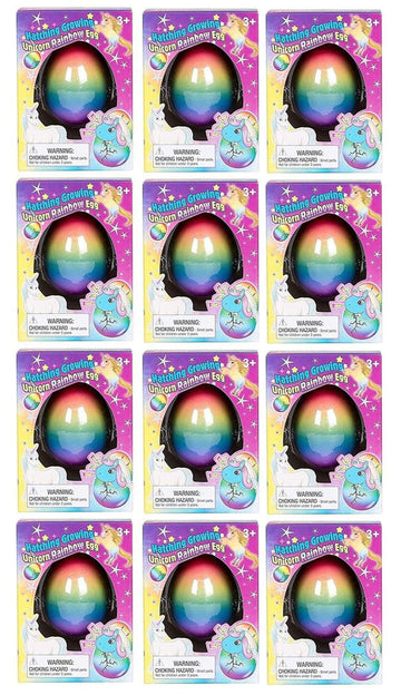 Master Toys and Novelties 12 Pack - Surprise Growing Unicorn Hatching Rainbow Egg Kids Toys, Assorted Colors