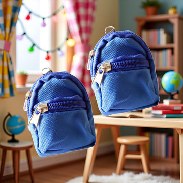 2Pcs Blue Mini Doll Backpack School Bag Model Dollhouse School Accessory for 1/6 Scale Dollhouse Décor,Simulation Mini School Bag Model,Dollhouse